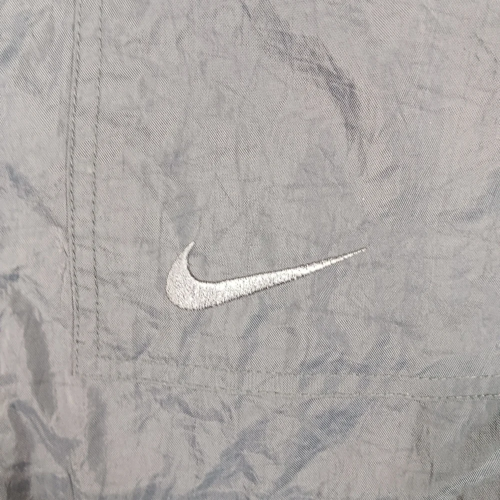 Vintage 90s Nike Jacket Mens Large Gray Raincoat Windbreaker Hoodied Full Zip